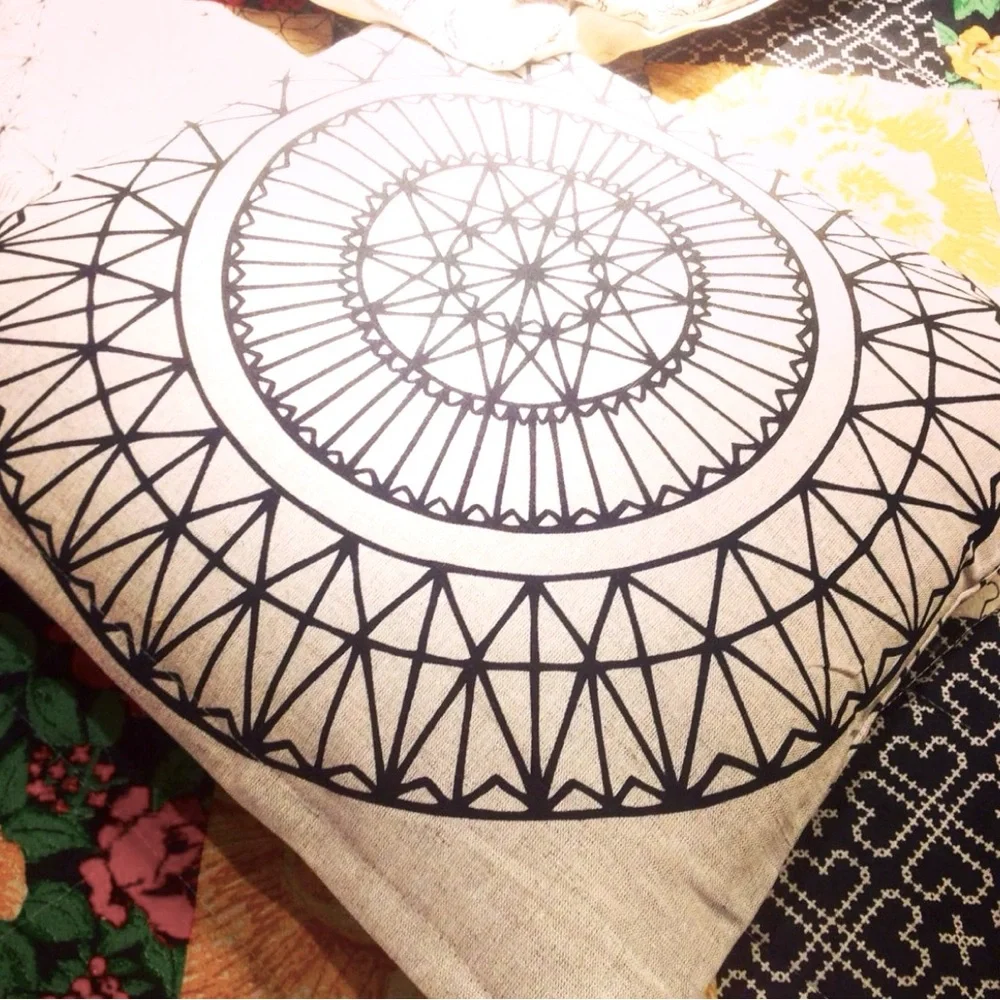 IKEA Ryssby Pillow Square Geometric Pattern Linen Cotton COVER ONLY #0919241